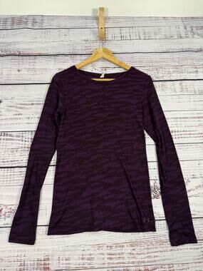 Under Armour Womens Waffle Thermal Top M Purple Camo Long Sleeve AllSeasonGear